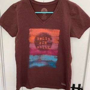 Womens Life is Good V-neck graphic tshirt